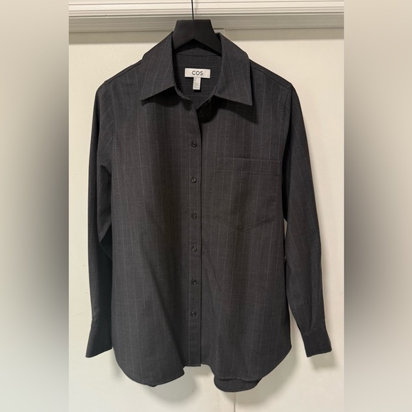 COS Charcoal Pinstripe wool Shirt - Picture 7 of 11